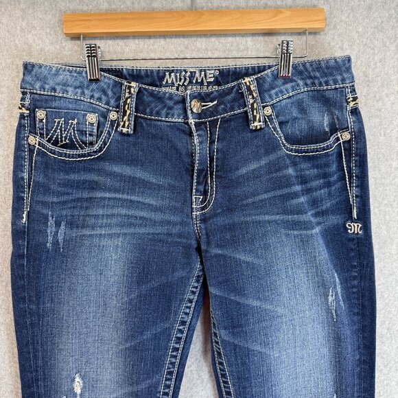 Miss Me The M Series Boot X1008BL Womens Blue Freesia Distressed Jeans‎ 30 x 33 - Picture 3 of 12